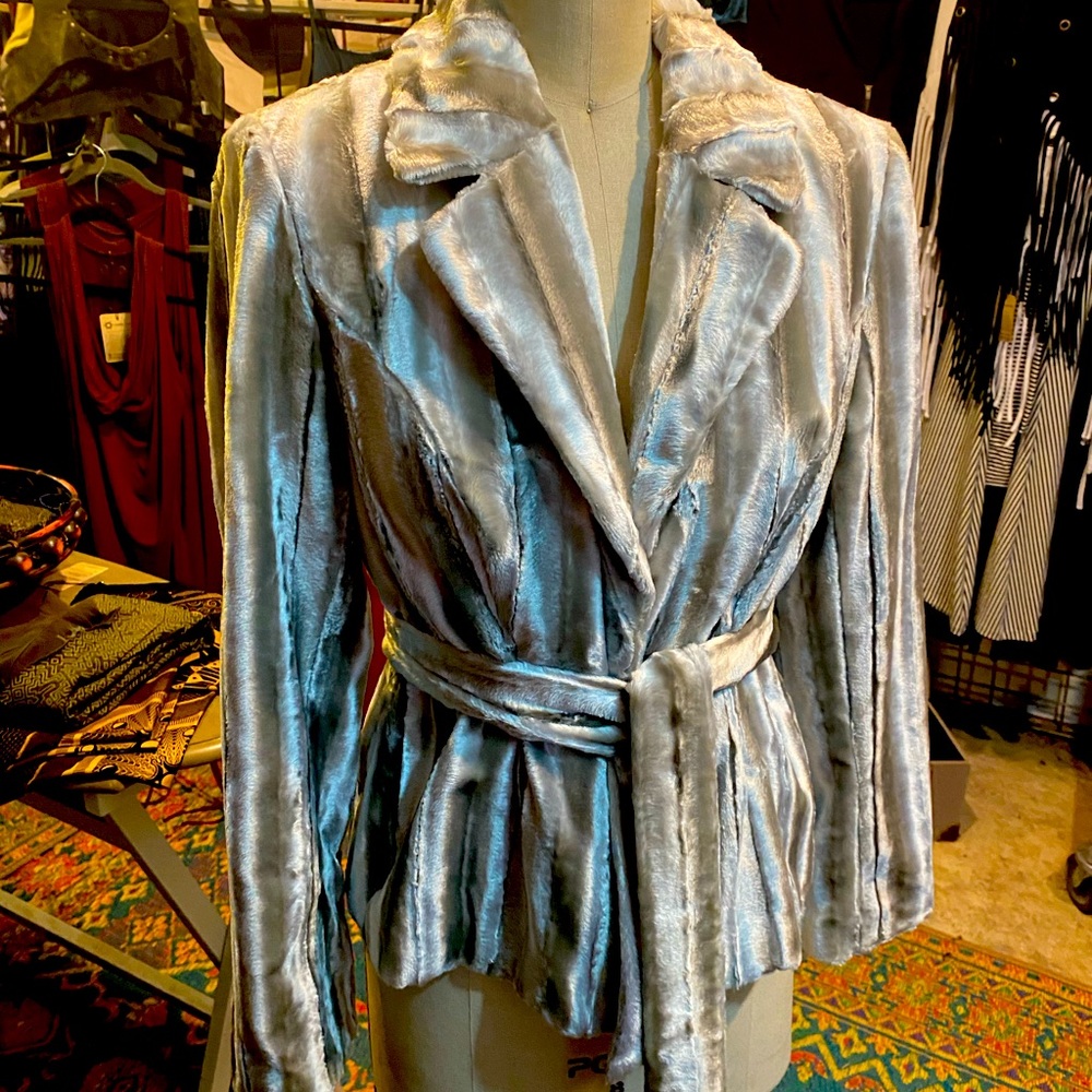 Silver faux fur jacket